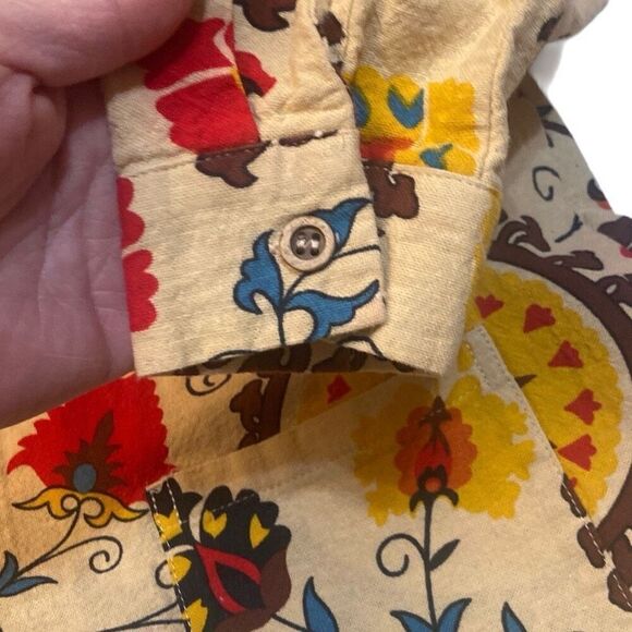 Emery Rose Tan Colorful Floral Boho Bohemian Long Sleeve Tunic Women Size Small - Picture 6 of 12